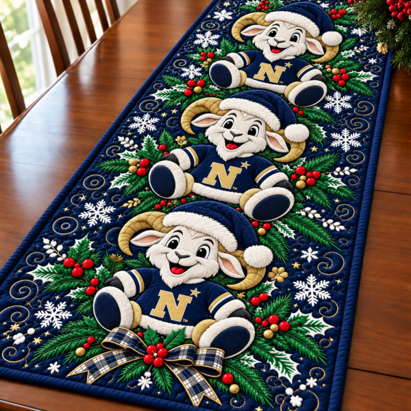 Navy Midshipmen Christmas Mascot Table Runner