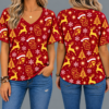 USC Trojans Women’s Christmas Reindeer Snowflake All-Over Print V-Neck Short Sleeve Shirt