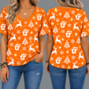 Tennessee Volunteers Women’s Christmas Reindeer Snowflake All-Over Print V-Neck Short Sleeve Shirt