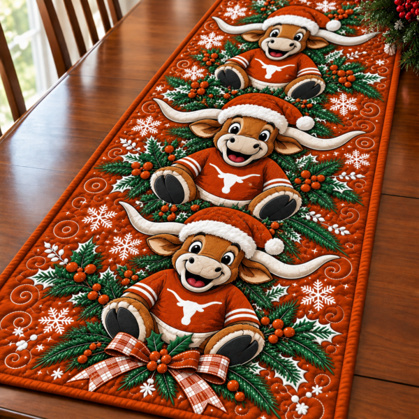 Texas Longhorns Christmas Mascot Table Runner