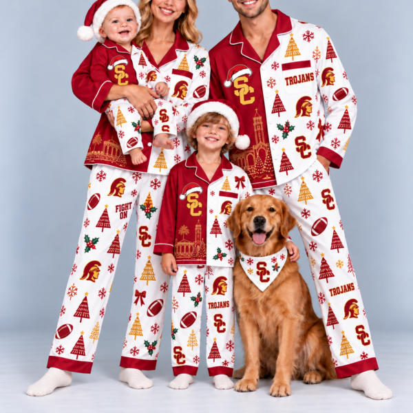 USC Trojans Family Matching Christmas Pajamas Set - Football Fan Sleepwear, Festive Family Outfit