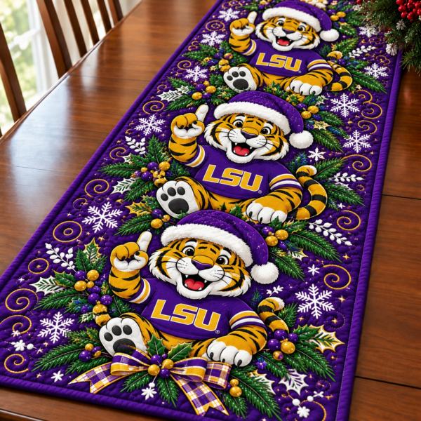LSU Tigers Christmas Mascot Table Runner