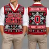 Ohio State Buckeyes Christmas Argyle Football Fan V-Neck Sleeveless Knit Vest