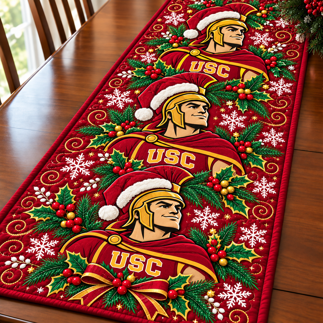 USC Trojans Christmas Mascot Table Runner