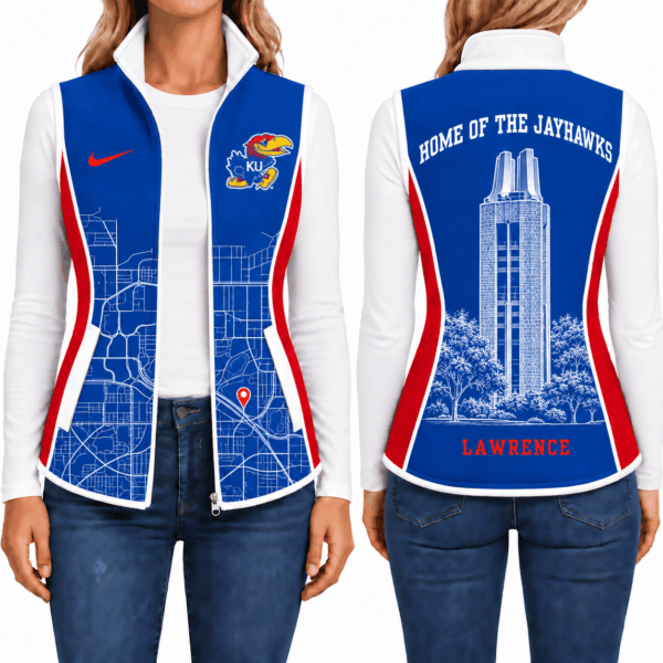 Kansas Jayhawks Sleevesless Women Fleece Jacket