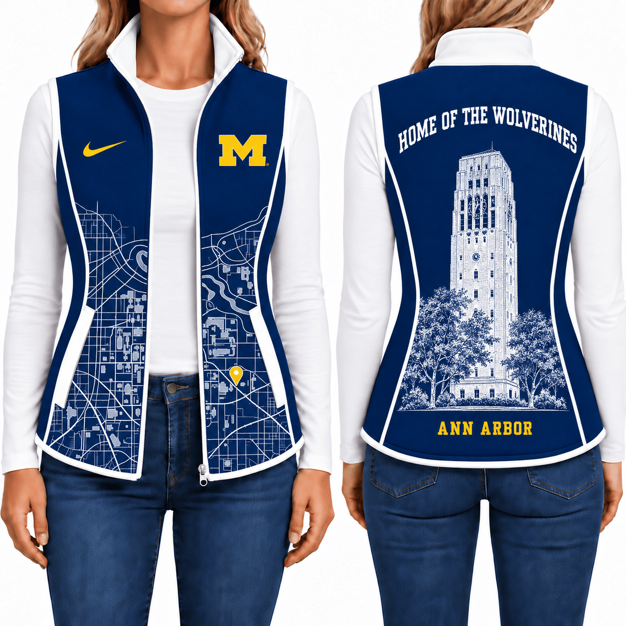 Michigan Wolverines Sleevesless Women Fleece Jacket