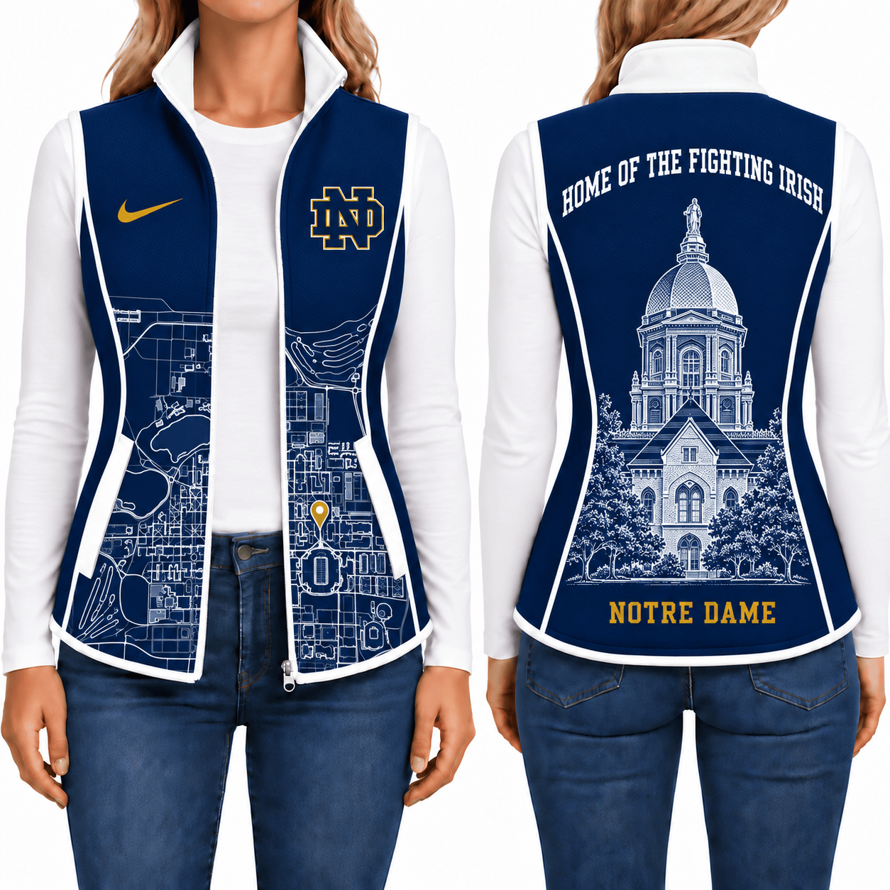 Notre Dame Fighting Irish Sleevesless Women Fleece Jacket