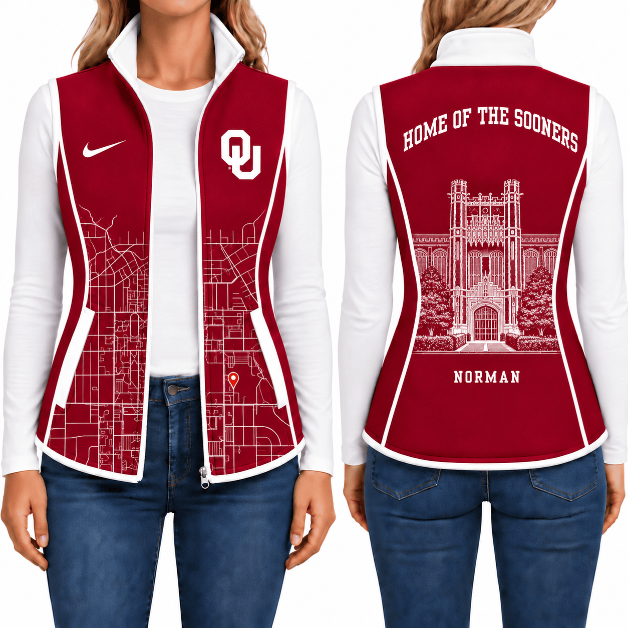 Oklahoma Sooners Sleevesless Women Fleece Jacket