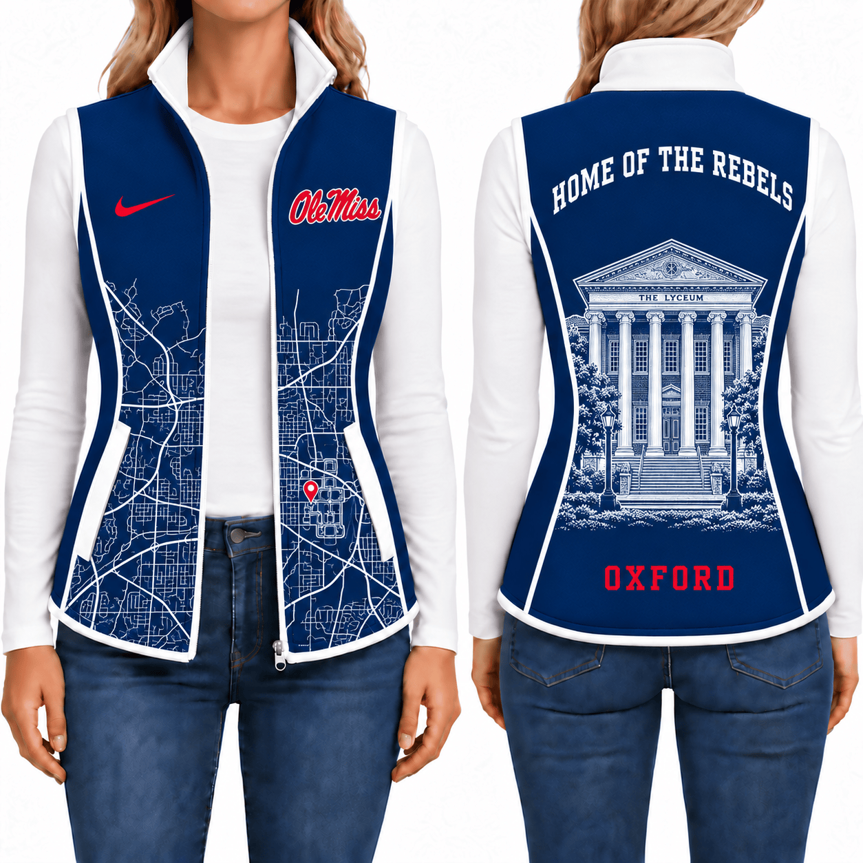 Ole Miss Rebels Sleevesless Women Fleece Jacket