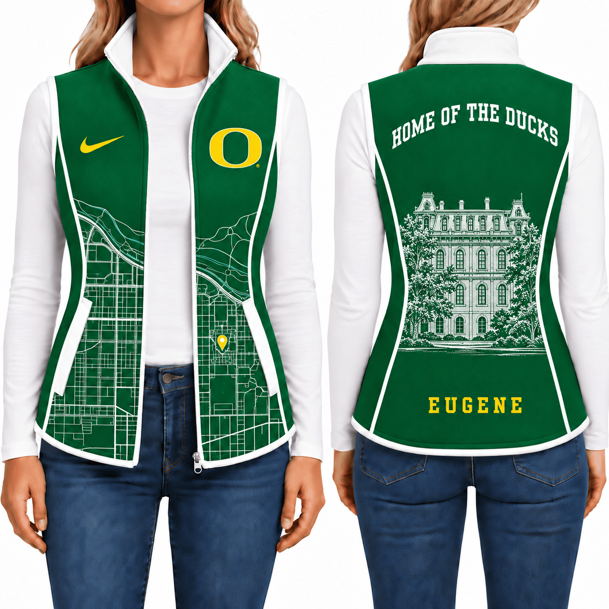 Oregon Ducks Sleevesless Women Fleece Jacket