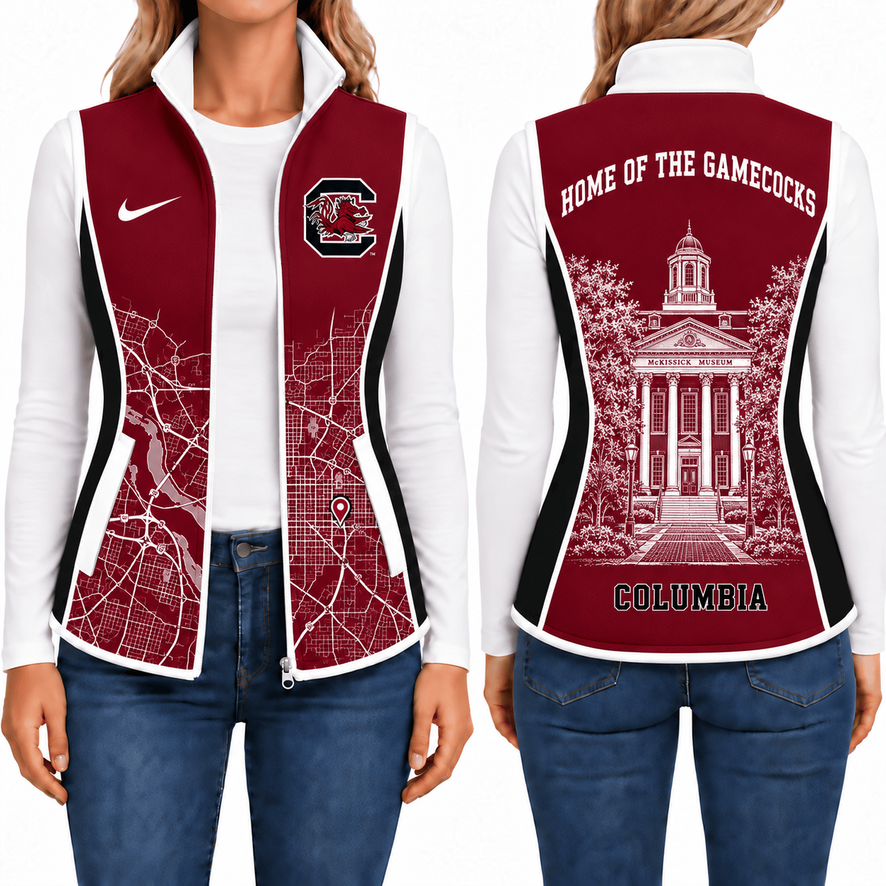 South Carolina Gamecocks Sleevesless Women Fleece Jacket
