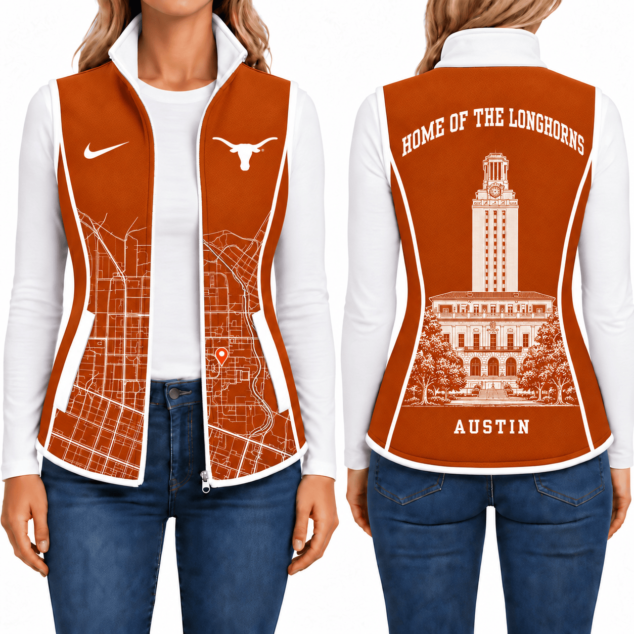 Texas Longhorns Sleevesless Women Fleece Jacket