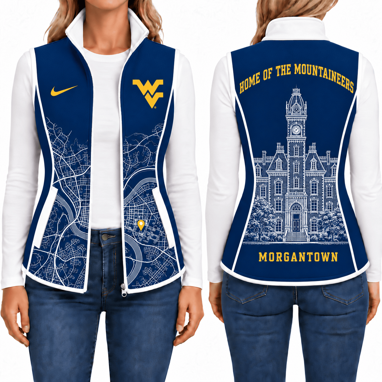West Virginia Mountaineers Sleevesless Women Fleece Jacket