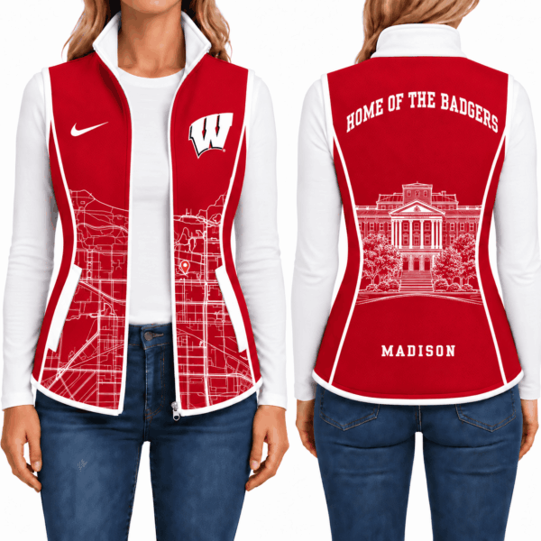 Wisconsin Badgers Sleevesless Women Fleece Jacket