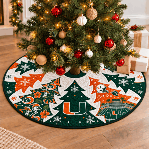 Miami Hurricanes Football Fan Quilted Tree Skirt