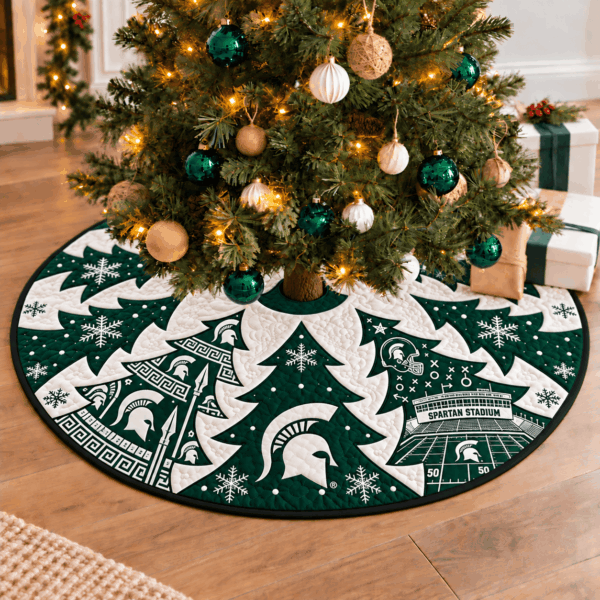 Michigan State Spartans Football Fan Quilted Tree Skirt