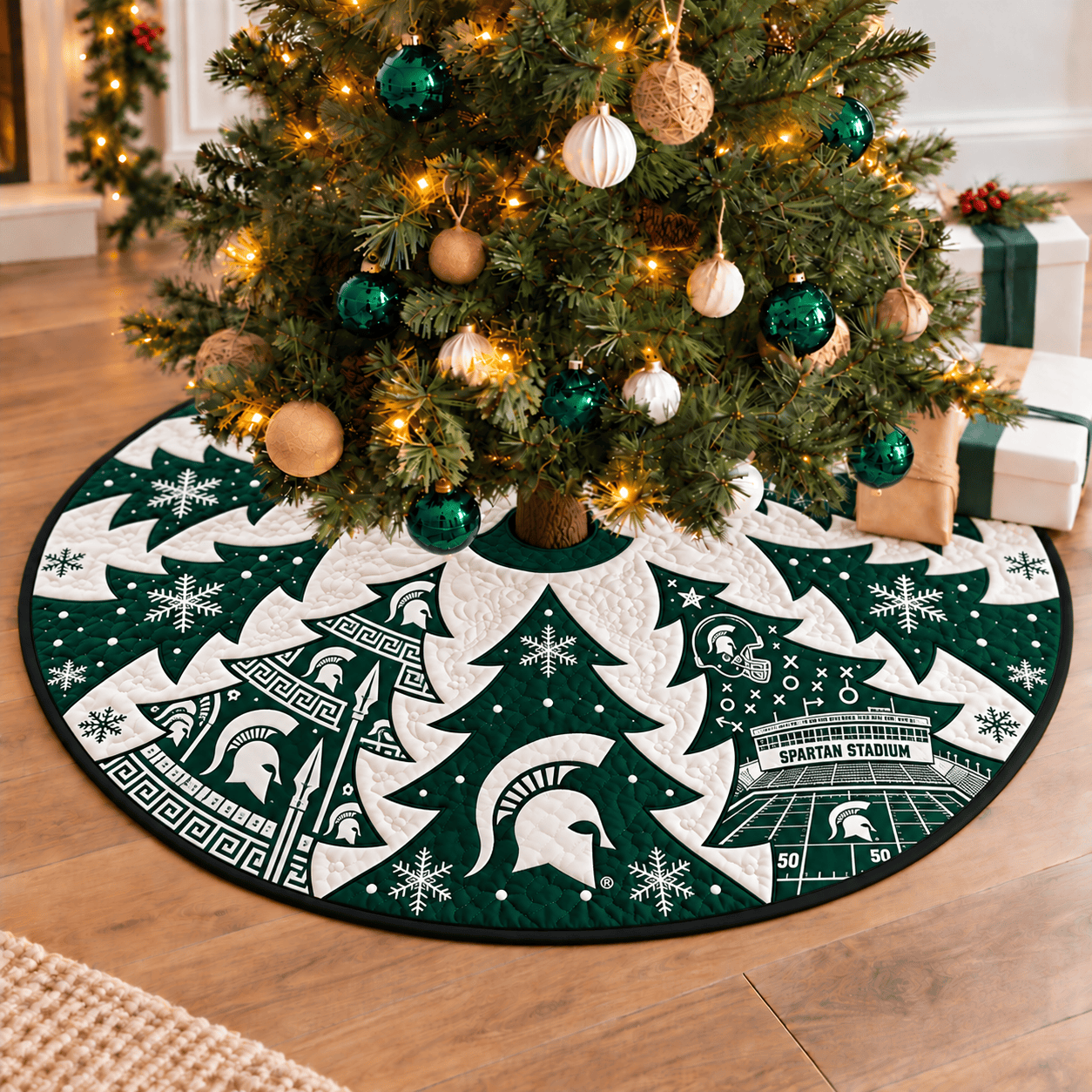Michigan State Spartans Football Fan Quilted Tree Skirt