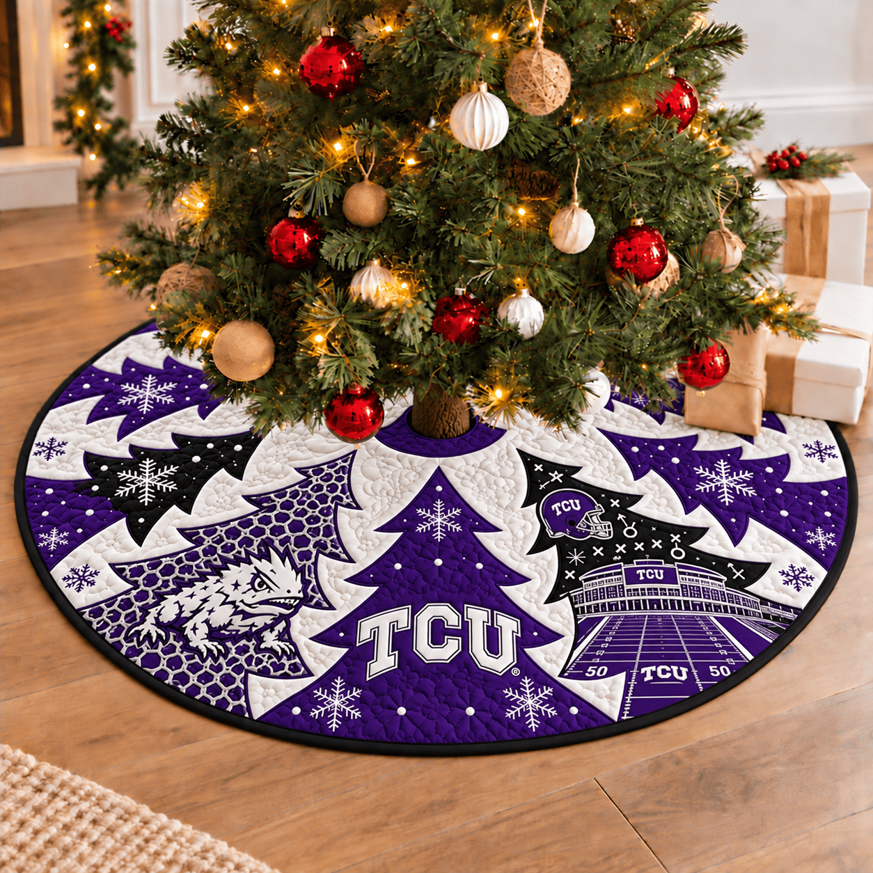 TCU Horned Frogs Football Fan Quilted Tree Skirt
