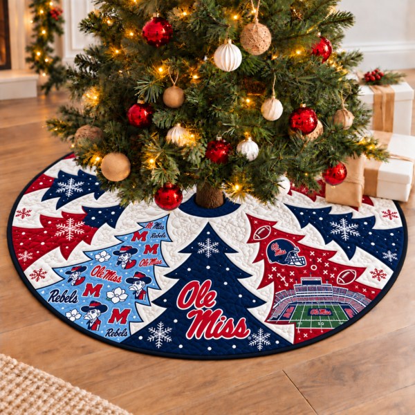 Ole Miss Rebels Football Fan Quilted Tree Skirt