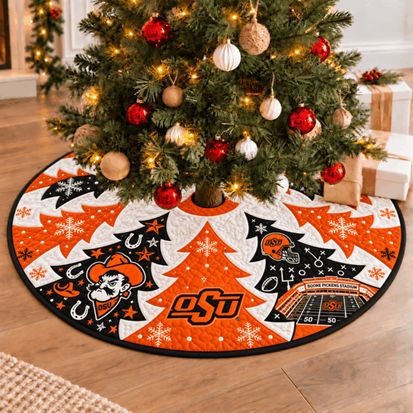 Oklahoma State Cowboys Football Fan Quilted Tree Skirt