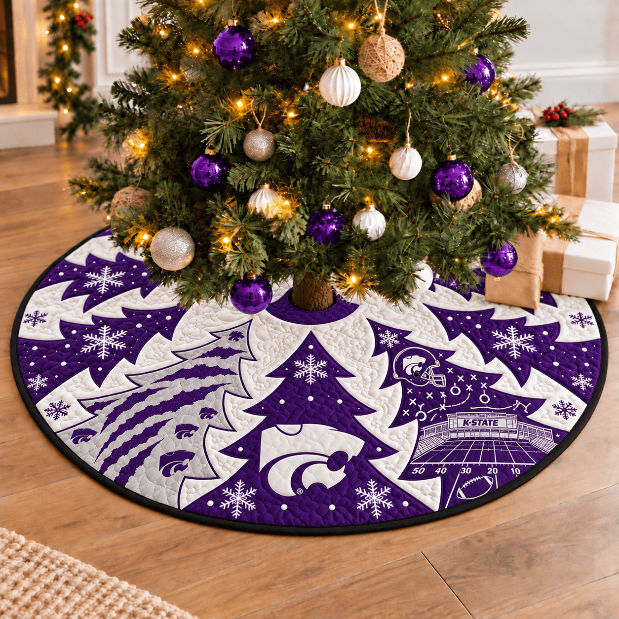 Kansas State Wildcats Football Fan Quilted Tree Skirt