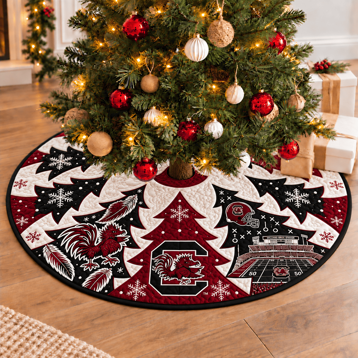 South Carolina Gamecocks Football Fan Quilted Tree Skirt