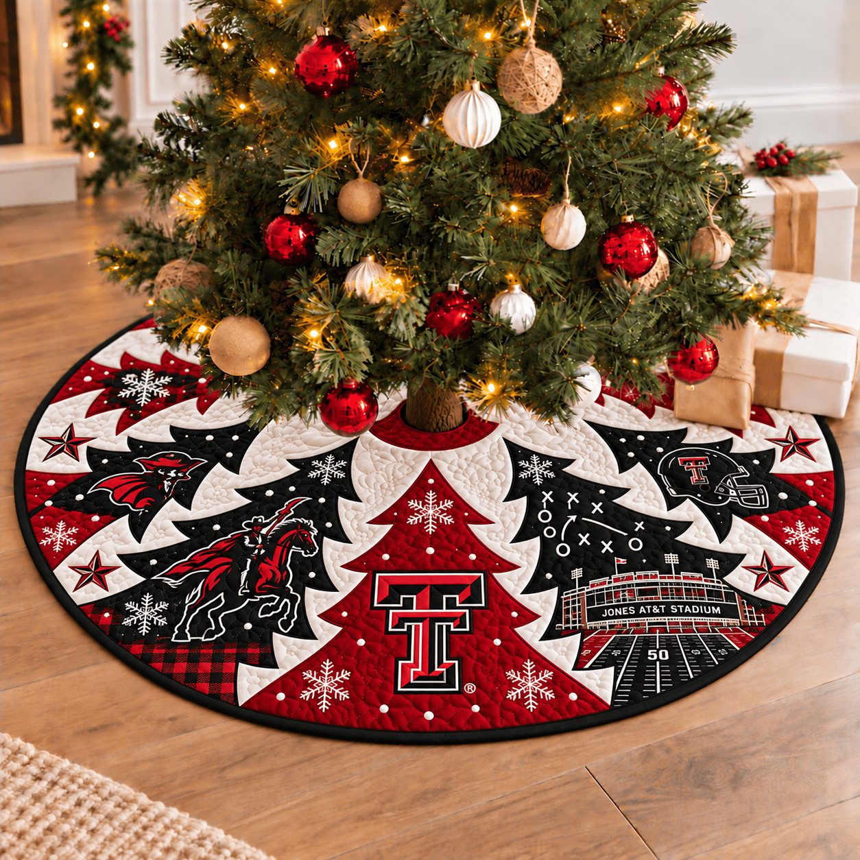 Texas Tech Red Raiders Football Fan Quilted Tree Skirt
