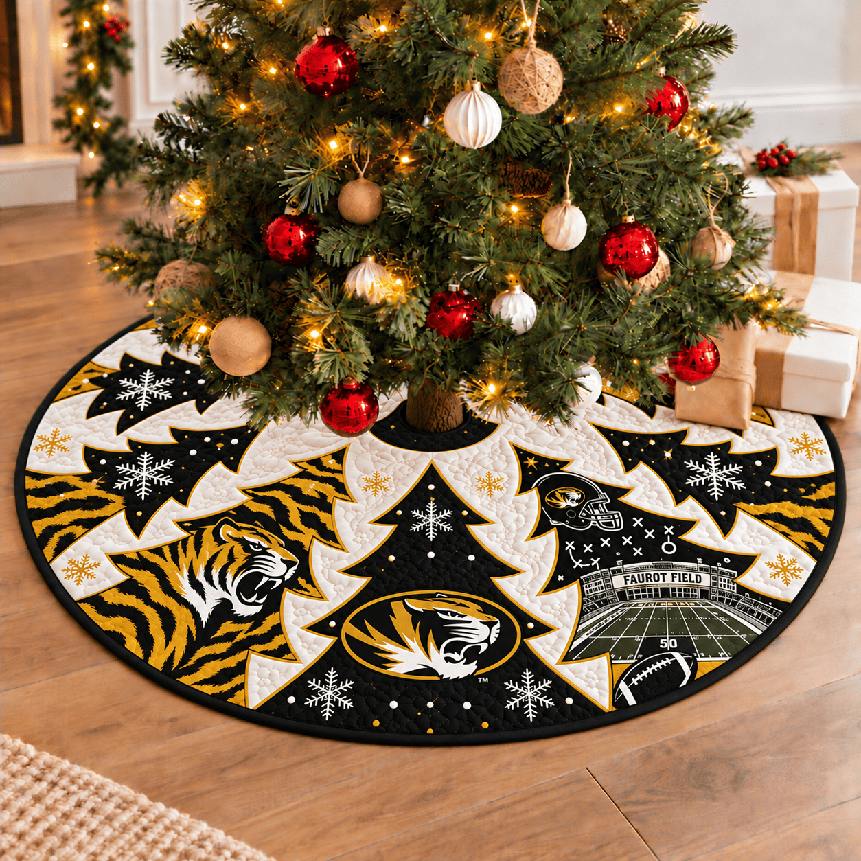 Missouri Tigers Football Fan Quilted Tree Skirt
