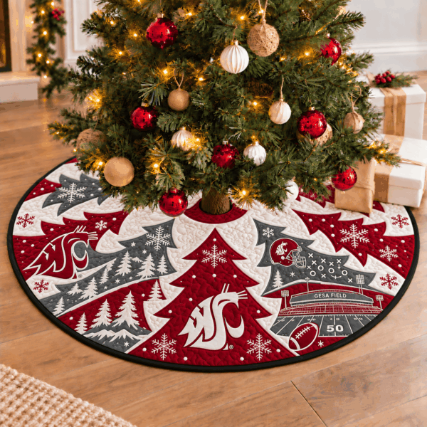 Washington State Cougars Football Fan Quilted Tree Skirt