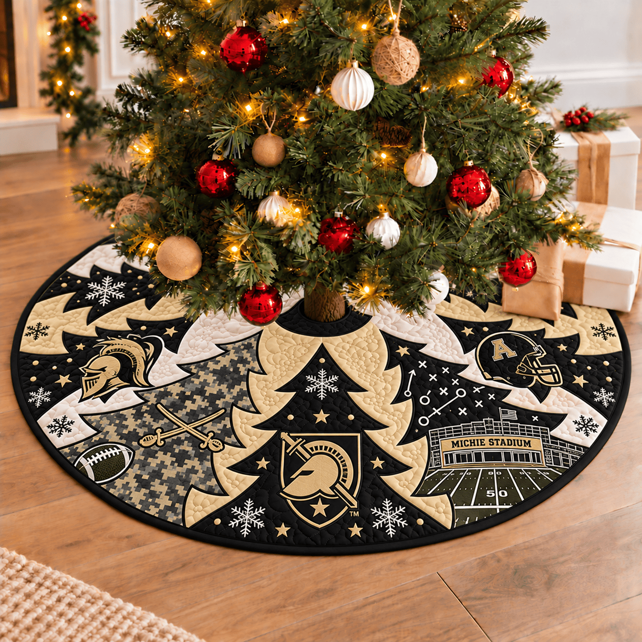 Army Black Knights Football Fan Quilted Tree Skirt