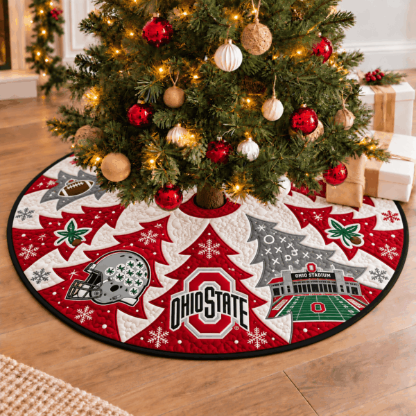 Ohio State Buckeyes Football Fan Quilted Tree Skirt