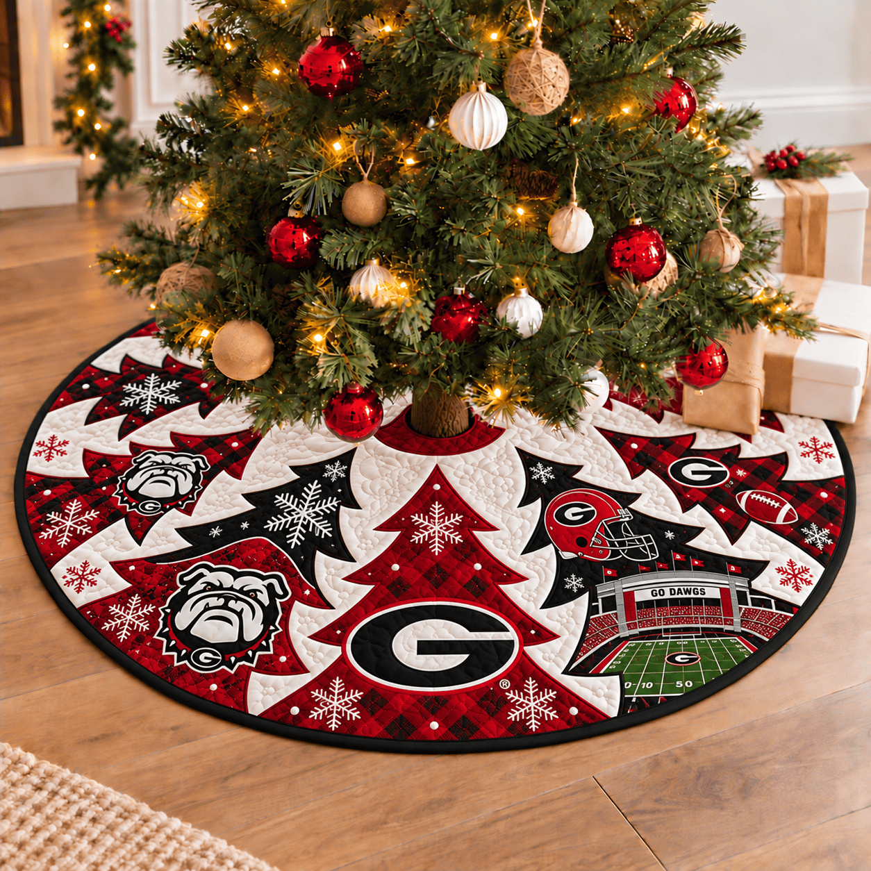 Georgia Bulldogs Football Fan Quilted Tree Skirt