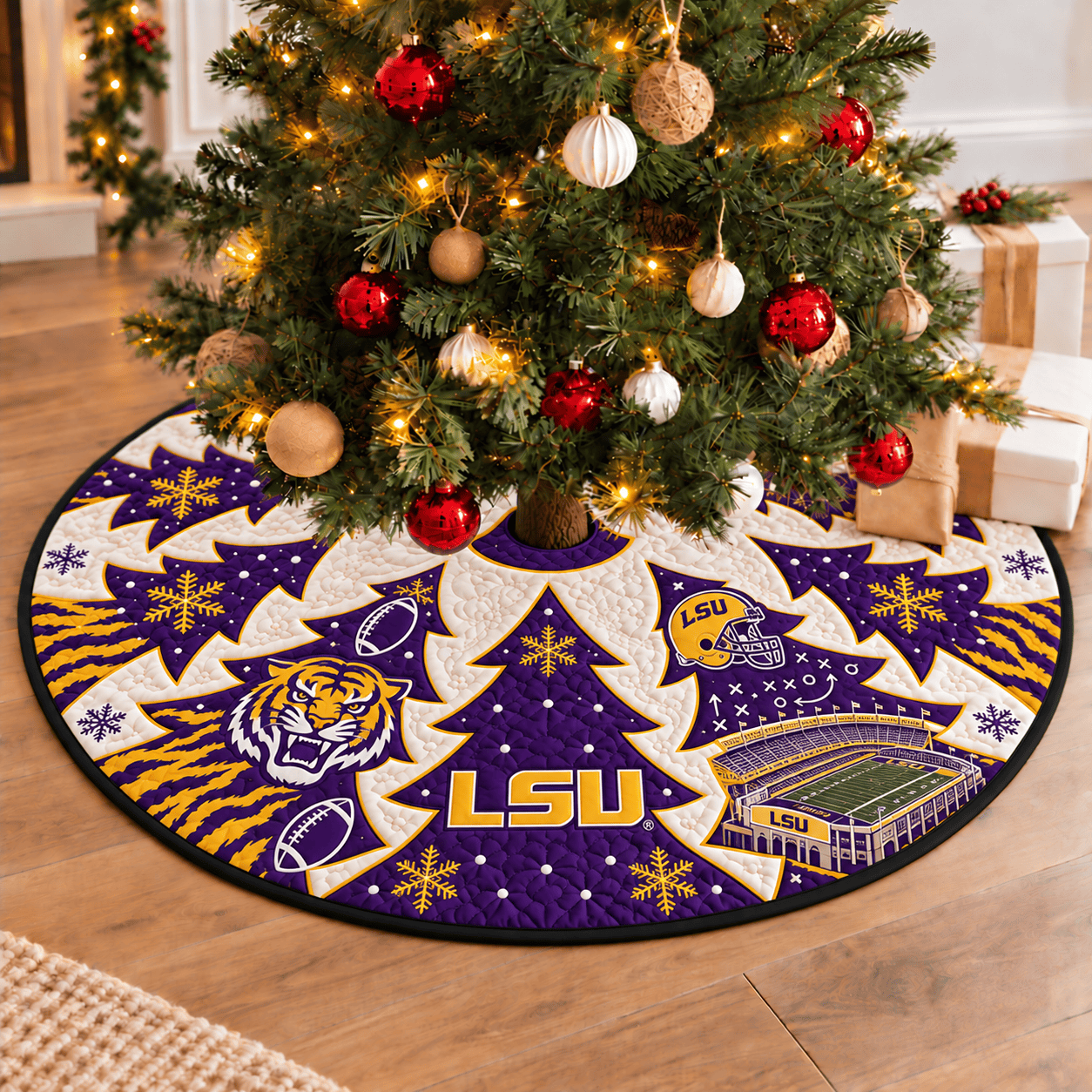 LSU Tigers Football Fan Quilted Tree Skirt