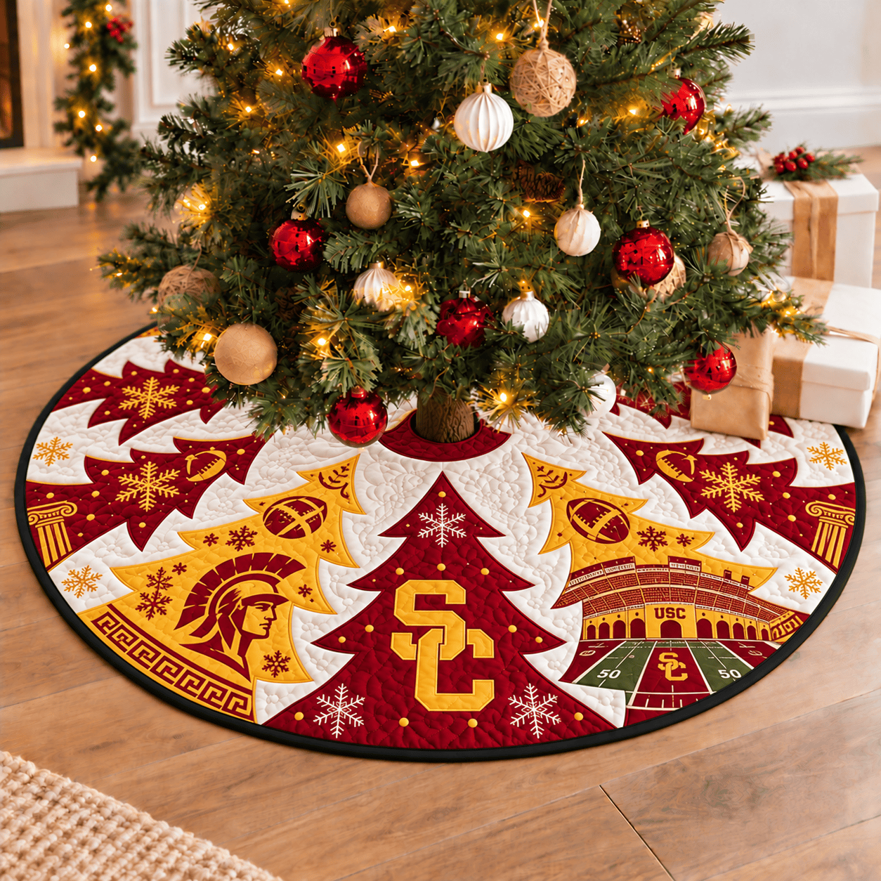 USC Trojans Football Fan Quilted Tree Skirt