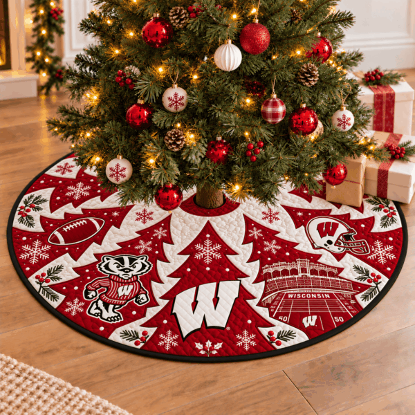 Wisconsin Badgers Football Fan Quilted Tree Skirt