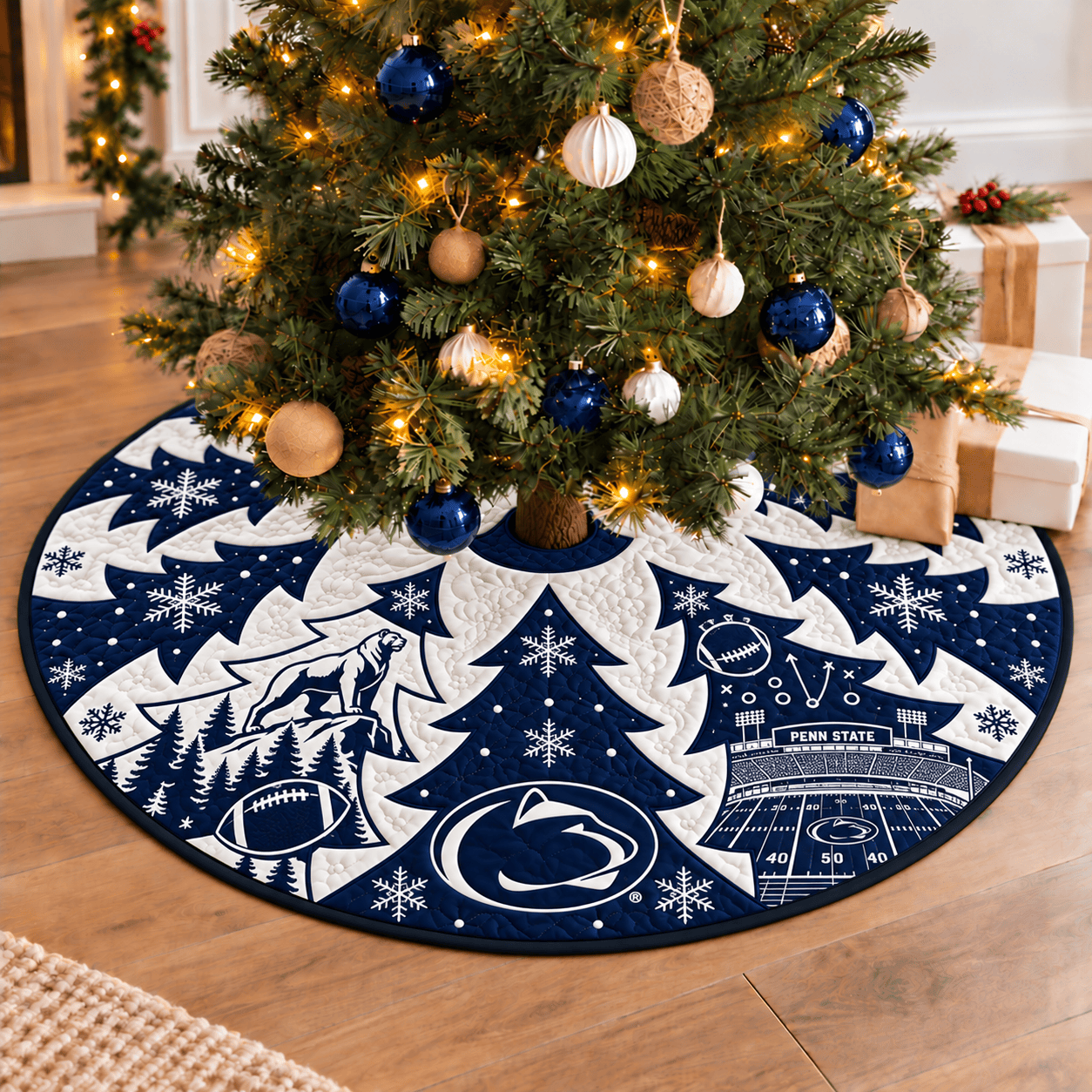 Penn State Nittany Lions Football Fan Quilted Tree Skirt