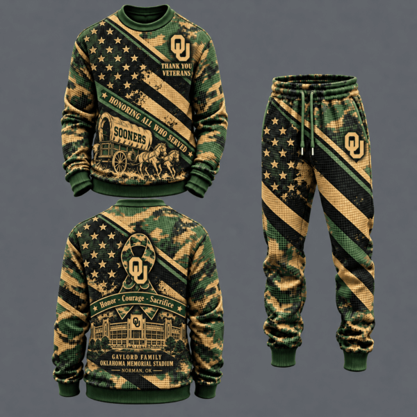 Oklahoma Sooners Military Camo Waffle Knit Sweatshirt and Jogger Pants Set