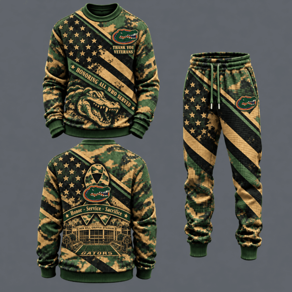 Florida Gators Military Camo Waffle Knit Sweatshirt and Jogger Pants Set