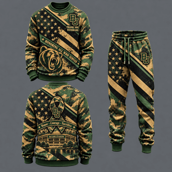 Baylor Bears Military Camo Waffle Knit Sweatshirt and Jogger Pants Set