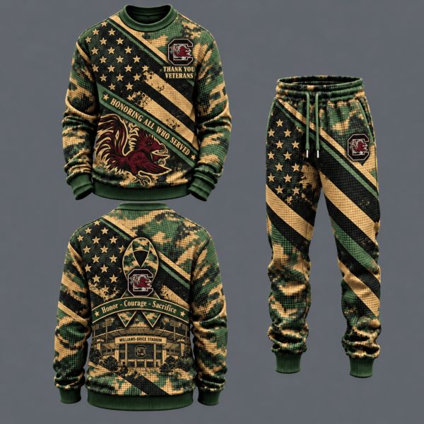 South Carolina Gamecocks Military Camo Waffle Knit Sweatshirt and Jogger Pants Set