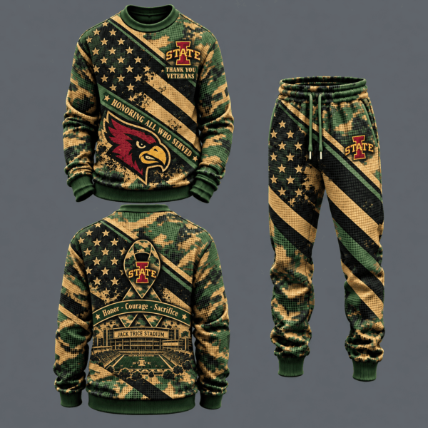 Iowa State Cyclones Military Camo Waffle Knit Sweatshirt and Jogger Pants Set