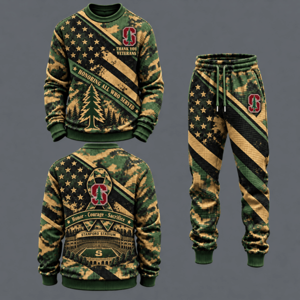 Stanford Cardinal Military Camo Waffle Knit Sweatshirt and Jogger Pants Set