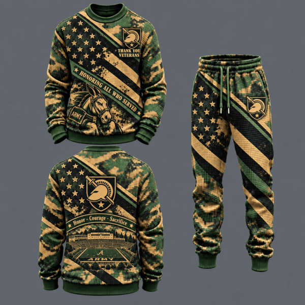 Army Black Knights Military Camo Waffle Knit Sweatshirt and Jogger Pants Set
