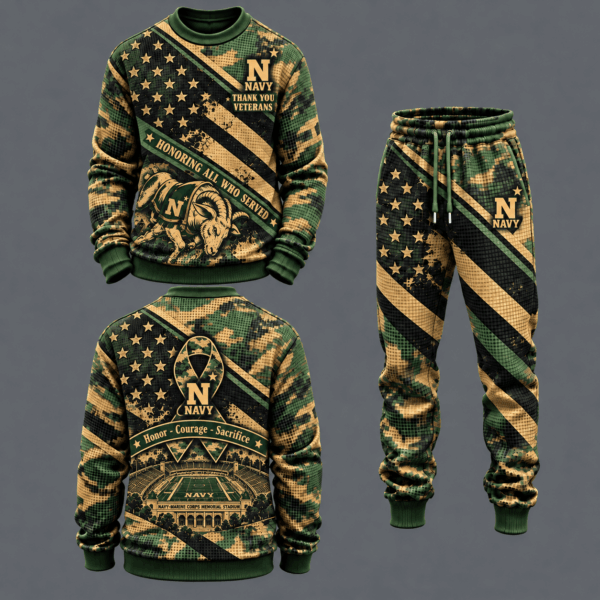 Navy Midshipmen Military Camo Waffle Knit Sweatshirt and Jogger Pants Set