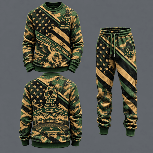 Air Force Falcons Military Camo Waffle Knit Sweatshirt and Jogger Pants Set