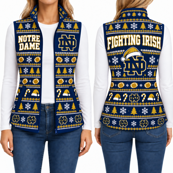 Notre Dame Fighting Irish Christmas Women Sleevesless Fleece Jacket