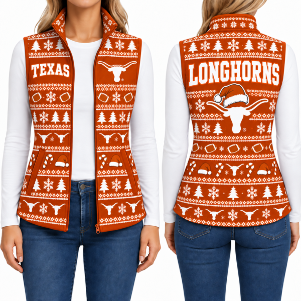Texas Longhorns Christmas Women Sleevesless Fleece Jacket