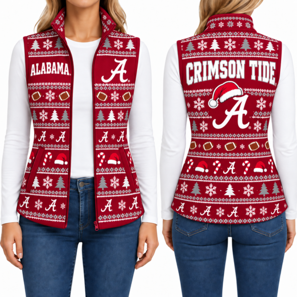 Alabama Crimson Tide Christmas Women Sleevesless Fleece Jacket