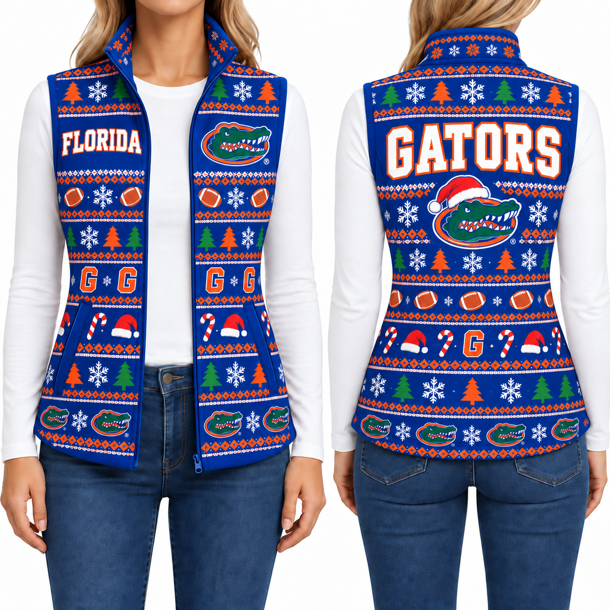 Florida Gators Christmas Women Sleevesless Fleece Jacket