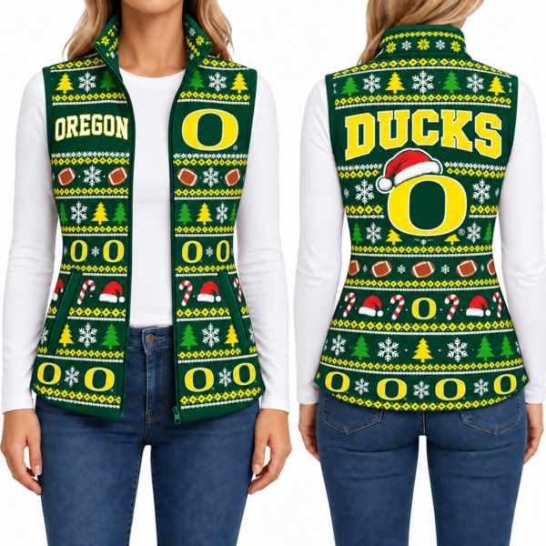 Oregon Ducks Christmas Women Sleevesless Fleece Jacket